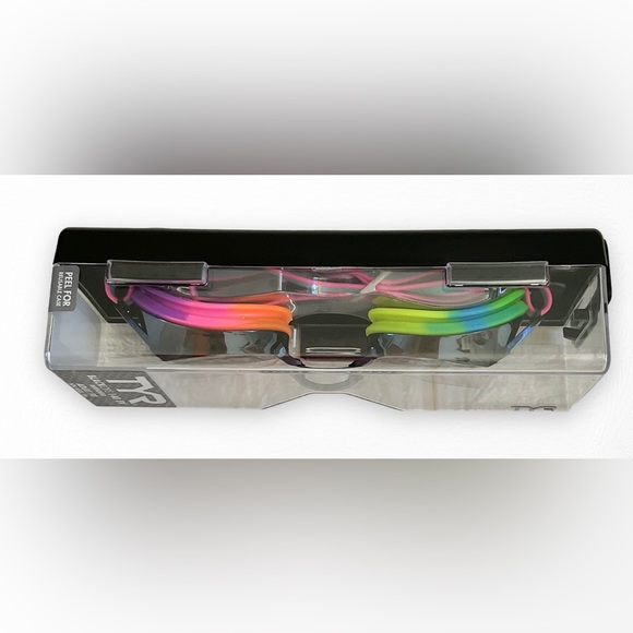 TYR BLACKOPS 140 EV RACING MIRROR GOOGLE- RAINBOW/ BLACK WITH SILVER MIRROR LENS - Picture 4 of 6